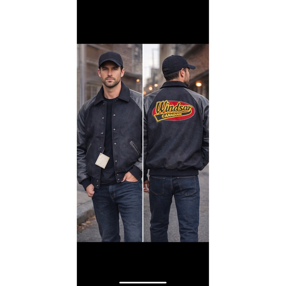 NEW DEHEN Varsity Letterman Jacket Windsor Canadian Bomber Leather/Wool XL USA